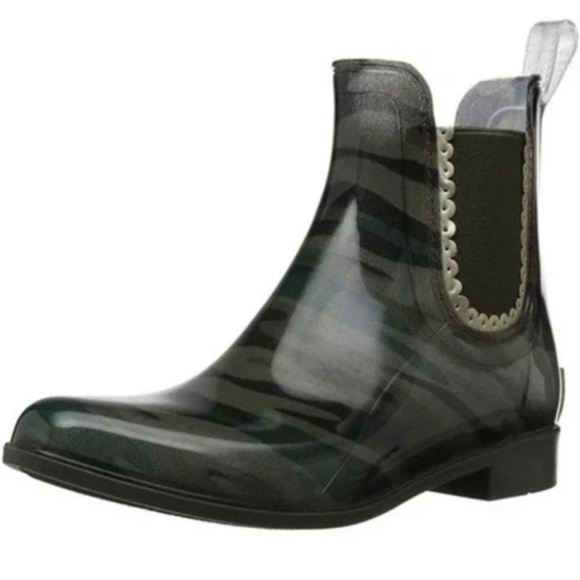 Jack Rogers Camp Rain Boots | Green & Gold Scalloped Trim | Size 9 - Picture 1 of 11
